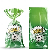 baratos Jogo de Futebol Mundial de 2026-Pacote com 100 Sacolas de Lembrancinhas do Torneio Mundial de Futebol Sacolas de Guloseimas de Celofane com Laços Torcidos para Aniversário de Crianças Suprimentos de Festa Temática de Esportes para