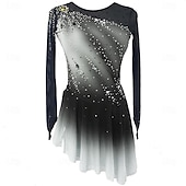 cheap Figure Skating Dresses-Figure Skating Dress Women's Ice Skating Dress Violet Pink Royal Blue Patchwork Thumbhole Stretchy Training Competition Skating Wear Classic Crystal / Rhinestone Long Sleeve Ice Skating Figure Skating