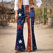  250ή Επέτειος ΗΠΑ Ρετρό / Βίντατζ Δεκαετία '70 Παντελόνια Παντελόνι με καμπάνα Χίπισσα Ντίσκο Ψηλή Μέση Φανταχτερή Φόρεμα Γυναικεία Μασκάρεμα 4η Ιουλίου Πάρτι Ημέρα της ανεξαρτησίας Ενηλίκων
