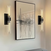 voordelige Wandverlichting voor binnen-Badkamerverlichting, wandlampen met glazen buis, voet van geborsteld messing, badkamerwandlampen, nachtlampje voor de slaapkamer, wandlamp voor de kaptafel, woonkamer, hal