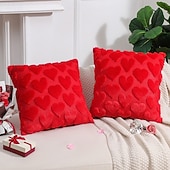 cheap Throw Pillows &amp; Covers-Valentines Day Decorations Pillow Covers - 18x18 inch Set of 2 Heart Shaped Pattern Faux Fur Soft Plush Throw Pillows Case for Indoor Outdoor Sofa Bedroom Living Room Festivals Anniversary Home Decor