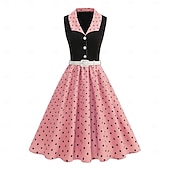 halpa Mekot-1950-luku Retro / vintage rockabilly Keskipäivä Swing -mekko Flare mekko Hihaton Pistekuvio Muotoonommeltu Keinu Naamiaispuku Naisten Karnevaali Ystävänpäivä Naamiaiset Loma Arkikäyttö Tyttöjen
