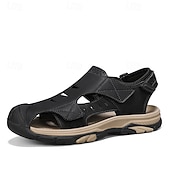 ieftine sandale de exterior-Sandale bărbătești kaki pentru exterior, protecție cu vârful închis, sistem de ajustare, stil ușor și confortabil pentru drumeții, camping și purtare zilnică