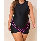 tanie Rash guardy One Piece-Damskie Standard Kostiumy kąpielowe Plus Size Jednoczęściowe rashguardy Strój kąpielowy Blokowanie kolorów Zapiąć na zamek błyskawiczny Ochrona UV Elastyczny Bez rękawów Kąpielówki Body Surfing