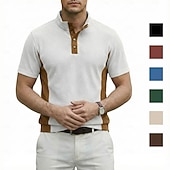 economico Maglietta casual Henley-Per uomo Camicia di Velluto a Coste Maglia Henley Maglietta Manica Corta Tinta unica Semplice Testurizzato Moda Designer Casual Bottoni Collo alla coreana Henley Casuale Quotidiano All'aperto Estate