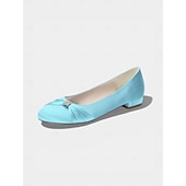 cheap Bride-Women's Ivory Low Heel Comfort Flats, Soft Pleated Classic Bridal Shoes for Senior Brides Church Weddings