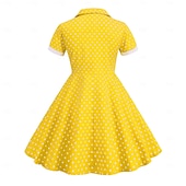 cheap Dresses-1950s Retro Vintage Rockabilly Midi Swing Dress Flare Dress Short Sleeves Polka dots Fit &amp; Flare Swing Fancy Dress Girls' Carnival Masquerade Vacation Dailywear Kid's Dress Homecoming Dresses Spring