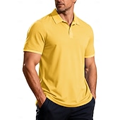 tanie Męska klasyczna koszulka polo-Męskie Koszula golfowa Koszulka polo z dzianiny waflowej Codzienny Biznes Klasyczny Krótki rękaw Moda Nowoczesny Jednokolorowe Guziki Lato Wiosna Wiosna i lato Regularny Czarny Biały Żółty Wino
