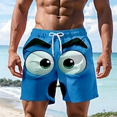 abordables Retro Vintage &amp; Ética-Hombre de impresión en 3D Dibujo 3D Cara de la sonrisa Boxers de Natación Pantalones de Natación Pantalones de Surf Media cintura Gracioso Hawaiano vacaciones en la playa Bolsillos laterales Forro de