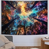 olcso Faliszőnyegek-északi fény gobelin telihold erdő fali dekoráció esztétikus galaxis éjszakai égbolt hálószobába nappali jógaterem meditációs tér