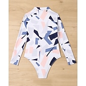 Χαμηλού Κόστους Rash Guards One Pieces-Γυναικεία Μεσαίου Πάχους Προστατευτικά Προστατευτικά Ονόματος One Pieces Rash Guards Μαγιό Γεωμετρικό Κουμπώσου Προστασία UV Ελαστικό Μακρυμάνικο Μαγιό Κορμάκι Σέρφινγκ Καταδύσεις Κολύμβηση Καλοκαίρι