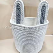 Недорогие Необычные игрушки-Корзинка в виде пасхального кролика, сделанная своими руками, пустая белая хлопковая веревочная сумка для поиска пасхальных яиц с ушками, многоразовое персонализированное подарочное ведерко для детей, малышей, девочек и мальчиков (пустое для самостоятельн