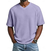 Χαμηλού Κόστους Πλεκτό μπλουζάκι με βάφλα-Άντρες Βάφλα μπλουζάκι Μπλουζάκι μπλουζάκι Κοντομάνικο Λαιμόκοψη V Καλοκαίρι Συμπαγές Χρώμα Μοντέρνα Υψηλής Ποιότητας Καθημερινό Μανίκια Ρεγκλάν Causal Καθημερινά ΕΞΩΤΕΡΙΚΟΥ ΧΩΡΟΥ