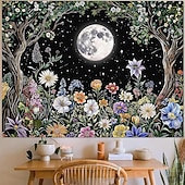 preiswerte Wandteppiche-Wandteppich mit Sonne und Mond aus Buntglas, himmlisches Mosaik, Boho-Stil, kunstvolle Wanddekoration für Yoga-, Meditations- und Wohnzimmer