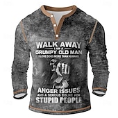  Męskie Graficzny Zabytkowe Koszula Henley Koszulki Długi rękaw Zabytkowe Moda Designerskie Codzienny Na zewnątrz Wiosna Wiosna i jesień Na każdy sezon Ciemnobrązowy Zgniła zieleń Ciemnoszary Granatowy
