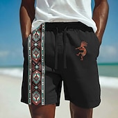 abordables Retro Vintage &amp; Ética-Hombre azteca Étnico Kokopelli Pantalón corto Pantalones cortos casuales Pantalones cortos de algodón Media cintura retro de la vendimia Vacaciones Uso Diario Festivos Bolsillos laterales Cintura