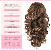 cheap Ponytails-Clip on Ponytails for Women - 12 Inch Curly Ponytail Extension, Wavy Pony Tails Hair Extensions, Synthetic Hair Extensions Ponytail, Clip in Ponytail