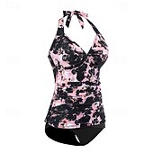 رخيصةأون تنجيد السباحة وبيكيني-نسائي الجزء العلوي من بيكيني هالتر ثوب السباحة لباس السباحة ورد لون سادة حماية UV مطاط بدون كم ملابس السباحة تزلج على الماء غوص سباحة الصيف