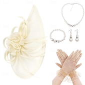 economico Fascinatori &amp; Cappelli-Derby Guanti Collana Cappello Fascinator Gentildonna Costume Per donna Mascherata Ascot Festival delle corse di cavalli Adulti Copricapo