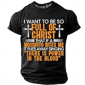  Biblia Zabawny Chrześcijański Religijny Męski T-shirt Chcę być tak pełen Chrystusa że jeśli komar mnie ugryzie odfrunie śpiewając że jest moc w krwi Grafika Faith Koszulka Odzież
