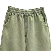 preiswerte Lässige Shorts-Herren Shorts Freizeitshorts Acid Wash Shorts Kordelzug Elastischer Bund Einheitliche Farbe Komfort Atmungsaktiv Knielang Täglich Streetwear Ferien Mode Retro Vintage Schwarz Marineblau Mikroelastisch