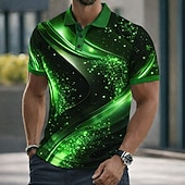 رخيصةأون بولو هندسي للرجال-رجالي هندسي قمصان البولو كم قصير قمصان البولو قميص بياقة كاجوال ملابس الرياضة Buttons الصيف الربيع أزرق أرجواني أخضر