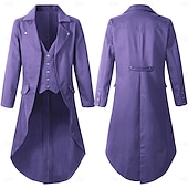 رخيصةأون ملابس خارجية-معطف ريترو عتيق بونك وغوثيك للقرون الوسطى معطف توكسيدو مصاص دماء فارس ريتير ملابس فاخرة للرجال عرض ستيمبانك عيد الميلاد حفلة  أمسية LARP للبالغين معطف إيبينزر سكروج زي قزم