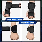 billiga Helkroppsmassage-2 st tyngdlyftningskrokar med handledsbandage handledsrem gym fitnesskrok viktrem pull-ups kraftlyftningshandskar