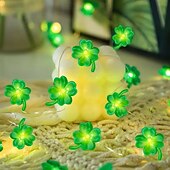 halpa Paristokäyttöinen-2m 20 ledin nelilehtinen apilaketjuvalosarja, paristokäyttöiset keijuvalot, Pyhän Patrickin päivän valot, vihreä apila juhlaan, makuuhuoneen seinäikkunoihin, pääsiäiseen, Pyhän Patrickin päivän koristeluun, lämmin valo