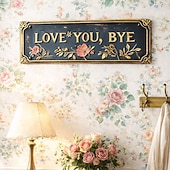 お買い得  壁の彫刻-愛してる、バイバイ - ヴィンテージメタルウォールサイン、愛してるバイバイメタルサイン、レトロなグリーンスタイルのメタルウォールプラーク装飾、廊下 &amp;ドアの装飾、家、キッチン、バー用の農家風の壁アート