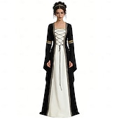 levne Šaty-Středověké Renesanční Šaty Pláštěnka Dámské šaty Čerodějnice Šlechtic Královský oděv Maškarní kostým Dámské Keltské Fantazie předvečer Všech svatých Karneval Výkon LARP Ren Faire Dospělé Šaty