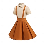 cheap Dresses-1950s Retro Vintage Midi Swing Dress Flare Dress Short Sleeves Solid Color Fit &amp; Flare Swing Fancy Dress Girls' Children's Day Masquerade Vacation Dailywear Birthday Party Kid's Dress Homecoming