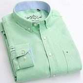 abordables camisas oxford de hombre-Hombre Camisa Camisa para Vestido Camisa Oxford Camisa sin planchar Abotonar la camisa Bloque de color Diario Negocio Amarillo Azul Marino Azul Manga Larga Cuello Vuelto Todas las Temporadas Ropa