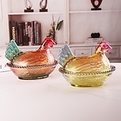 halpa Keittiön säilytysratkaisut-vintage lasinen kananpesäkulho kannella, suuri jalustallinen kukkokarkkikulho &amp;kristallinen välipalapurkki, maalaistalon kananpesäpöydän sisustus, sopii välipaloille, jälkiruoalle, kekseille