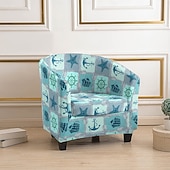 cheap Armchair Cover &amp; Armless Chair Cover-Club Chair Cover Striped Plants Geometric Printed Polyester Slipcover Stretch Armchair Protector for Living Room Home