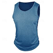 billiga Gym-toppar-Herr Linne Väst Undertröjor Ärmlös tröja Ärmlös Rundhals Rund halsringning Sommar Alla årstider Slät Mode Grundläggande Klassisk 3 st Slät Ledigt Gym Gata K Topp t-shirt för män