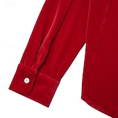 halpa Miesten Smart Casual -paidat-Miesten Paita Rento paita Joulupaita Samettipaita Viini Kuninkaallinen sininen Pitkähihainen Yhtenäinen väri Tavallinen Paitapuserokaula-aukko Karnevaali Joulu Napit Vaatetus Sametti Polyesteri Joulu