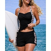 رخيصةأون تنجيد السباحة وبيكيني-نسائي تانكيني مكشكش ثوب السباحة قطعتين حجب الألوان حماية UV مطاط بدون كم ملابس السباحة تزلج على الماء غوص سباحة الصيف