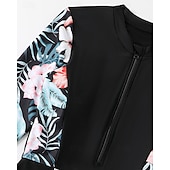economico Rash Guards Interi-Per donna Standard Top sottomuta Tankini e bikini da surf Costumi da bagno Tropicale Con zip Protezione UV Elastico Manica Lunga Costume da Bagno Surf Immersione Nuoto Estate