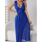 Χαμηλού Κόστους Γυναικεία Νυχτικά &amp; Sleepshirts-Γυναικεία Νυχτικιά Καθημερινό Ανατομικό Μονόχρωμες Δαντέλα Καθημερινά Σπίτι Αμάνικο Λαιμόκοψη V Μαύρο Λευκό Κρασί Βαθυγάλαζο Πράσινο του τριφυλλιού Καλοκαίρι Άνοιξη Κανονικό