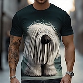 economico Magliette con stampa animale-Per uomo Animale Cane Divertente Maglietta Manica Corta maglietta Stampa 3D Girocollo Camicia Esagerato Designer Feste Ferie Blu Verde Estate Primavera Abbigliamento S M L XL XXL XXXL