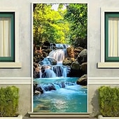 economico Striscioni per Garage e Porte-Tenda da ingresso con vista realistica della natura, da appendere alla parete per l'ingresso del portico, con banner per porta da giardino giapponese in 3D, scena con cascata e laghetto koi.