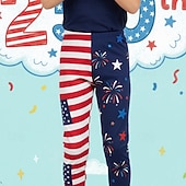  Ragazze 3D Bandiera A righe Pantaloni Leggings Stampa 3D Primavera Autunno Streetwear Essenziale Collant Bambini 4-12 Anni Casuale Quotidiano All'aperto Vestibilità regolare