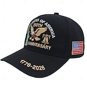  cappello ricamato per il 250° anniversario degli Stati Uniti, 1776-2026, aquila, statua della libertà &campana, cappello da baseball patriottico con toppa della bandiera americana semiquincentenario