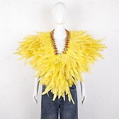billiga Tillbehör-Karneval 2026 Rio Karneval Samba Tillbehör Kvinnors Mardi Gras Fjäder Cape Själ Lila Grön Guld Fjäder Poncho med Juvelkrage Brasilien Festival Prestandakostym