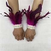 olcso kiegészítők-Carnaval 2026 Rio Carnaval Szamba Kiegészítők női zöld tollas csuklópántok fehér gyöngy csipkével Brazíliai Fesztivál Előadói Jelmez