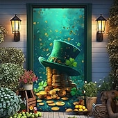 cheap Garage &amp; Door Banners-St. Patrick's Day Posters Door Cover Outdoor Banners Green Hat Cute 3D Fantasy Party Dorm Teens Room College Dorm Guys Man Cave Frat Bedroom Shooting Backgrounds Home Decor