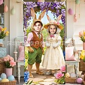 abordables Tapisseries de vacances-Guirlande photo en forme de lapin de Pâques, accessoire idéal pour décorer une porte ou une fête, parfaite pour les décorations de fêtes et les fêtes de Pâques en intérieur ou en extérieur.