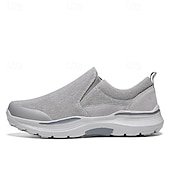 voordelige Slip-On Casual Schoenen-Grijze instapschoenen voor heren, lichtgewicht en ademend gebreid bovenwerk, comfortabele zool met demping, moderne casual stijl voor dagelijks gebruik en reizen.