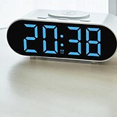 halpa Älykkäät koristevalot-Monitoiminen herätyskello langattomalla latausalustalla yöpöydälle, pikalataus, kaksoisherätys ja torkkutoiminto, moderni digitaalinen kello kotitoimistokäyttöön